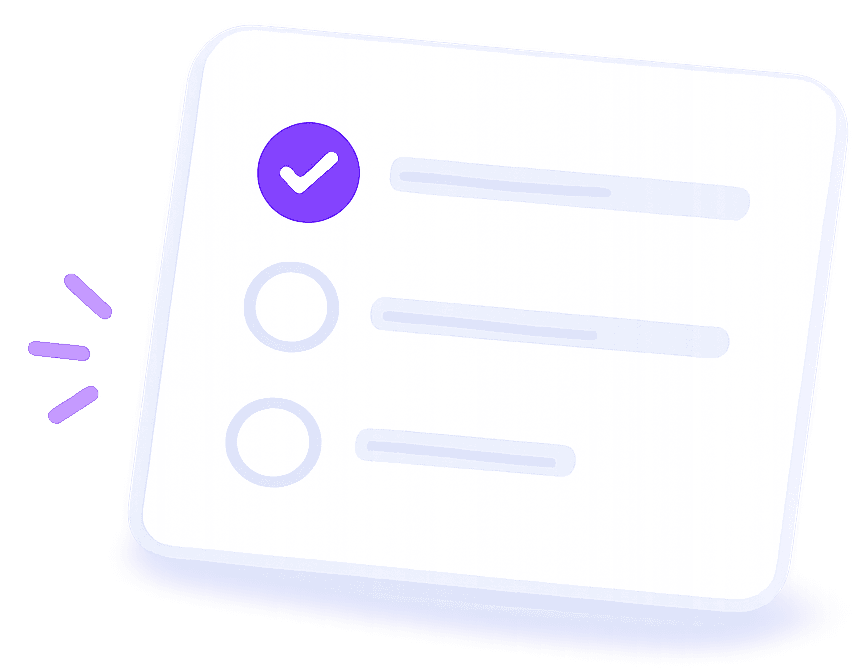 A simple practice checklist with one selected answer