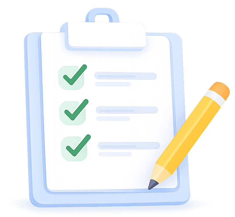 A prepared claim checklist with a pencil